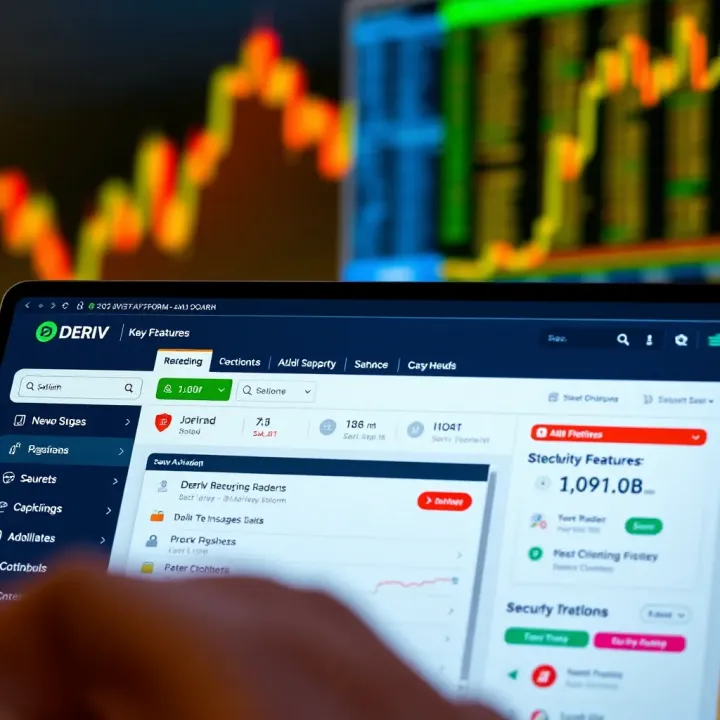 Deriv Platform Dashboard with Trading Features and Security Settings Dashboard showing key trading features and security options on Deriv platform