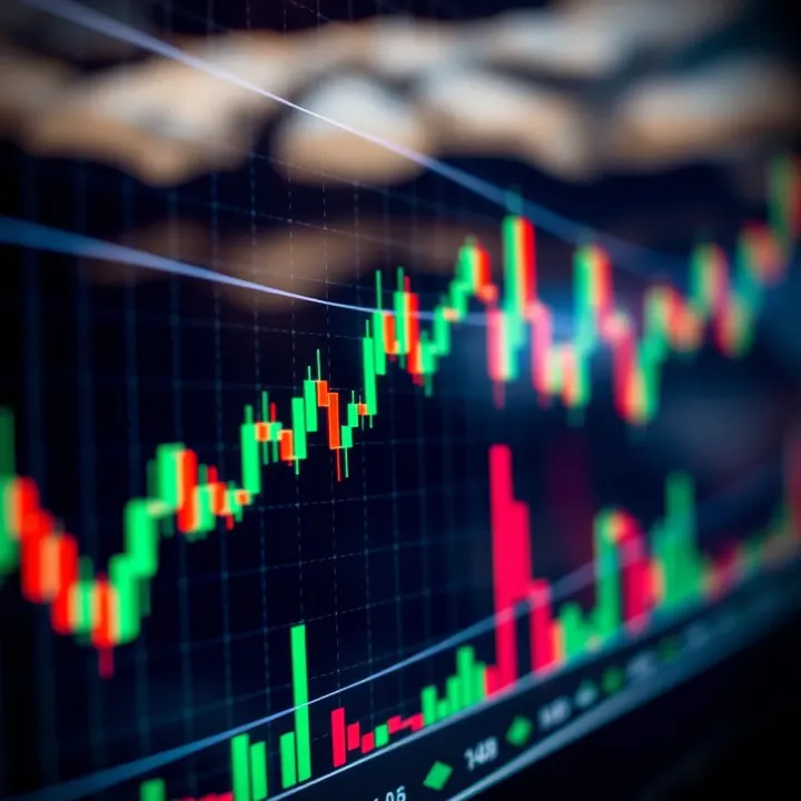Asset Price Dynamics with Derivative Momentum Indicators Financial chart depicting asset price movement alongside its derivative indicating momentum shifts