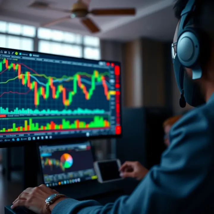 Automated forex trading software analyzing currency charts on a digital screen