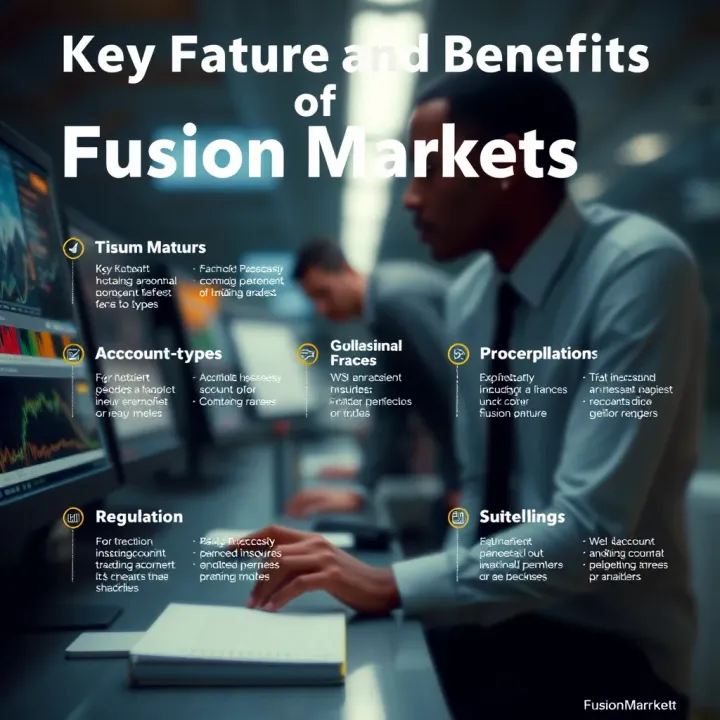 Infographic illustrating key features and benefits of Fusion Markets for Nigerian traders including account types and regulation