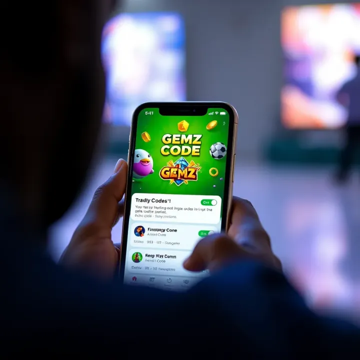 Accessing Today's Gemz Code via Mobile App Mobile phone screen displaying gaming app with highlighted daily code section