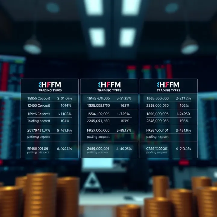 Illustration showing various HFM trading account types with different minimum deposit requirements