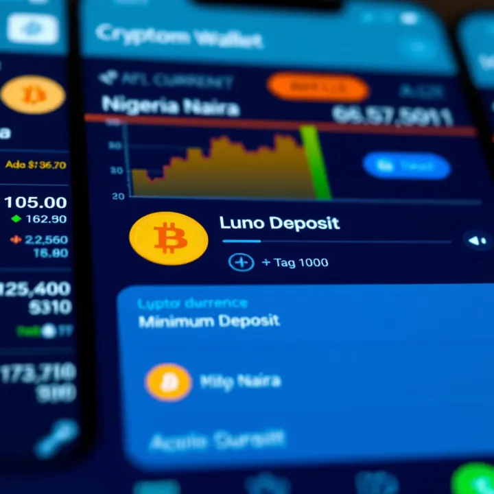 Illustration of a digital wallet interface showing cryptocurrency deposit options and Nigerian Naira currency