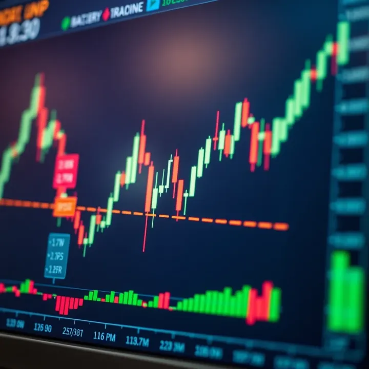 Forex trading chart showing currency pair price movements with highlighted pips difference