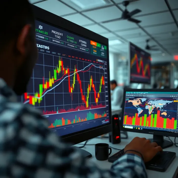 Automated Trading Algorithms Analyzing Market Data Graphical interface displaying automated trading algorithms analyzing financial market data