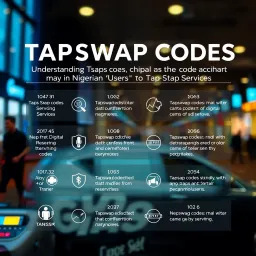 Overview of Tapswap Codes and Their Roles in Digital Services Graphic showing different Tapswap codes and their digital service functions