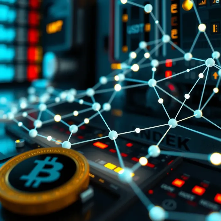 Digital representation of USDT tokens connected through blockchain network