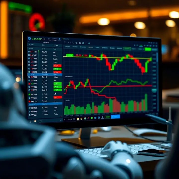 Visual guide demonstrating setup interface for configuring trading bots on Binary.com