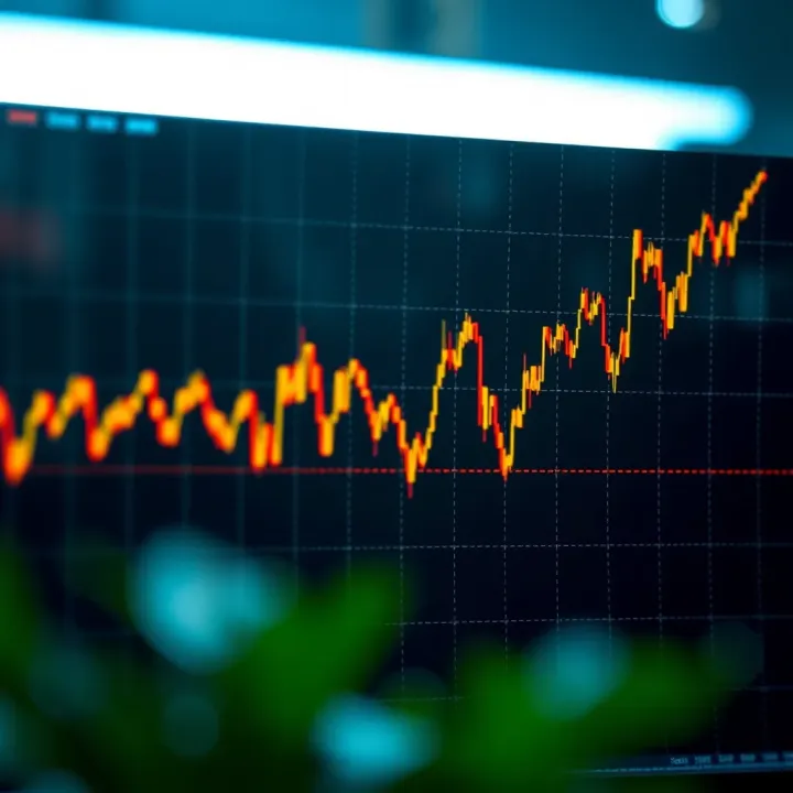 Graph showing the fluctuating values of the Volatility Index with highlighted peaks and troughs