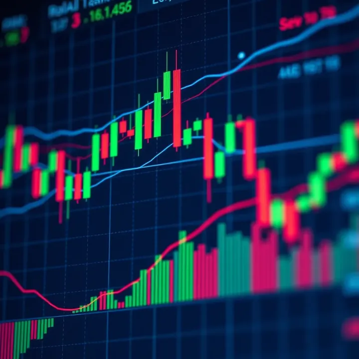 Candlestick chart highlighting key patterns and trend signals in financial trading