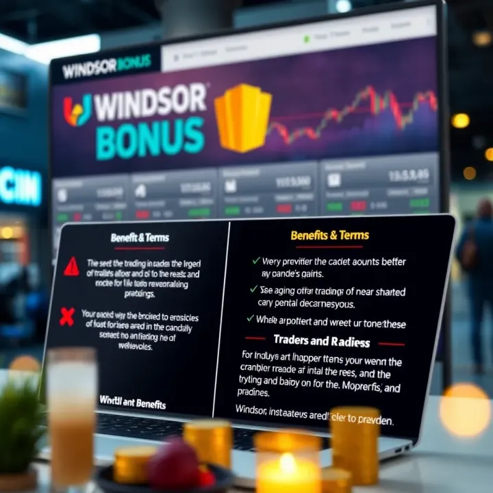 Overview of Windsor Brokers Bonus Benefits and Conditions Graphic depicting the benefits and terms of the Windsor Brokers bonus offer for traders